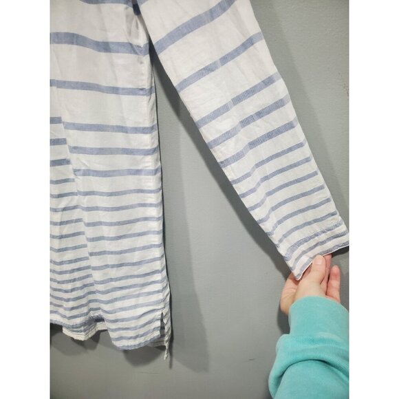 J. Jill Women's Button Front Top White Gray Striped Tunic Long-sleeved Sz S Tall - Picture 7 of 15